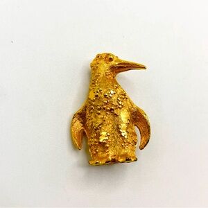 Vintage signed Manselle Gold tone Penguin Brooch